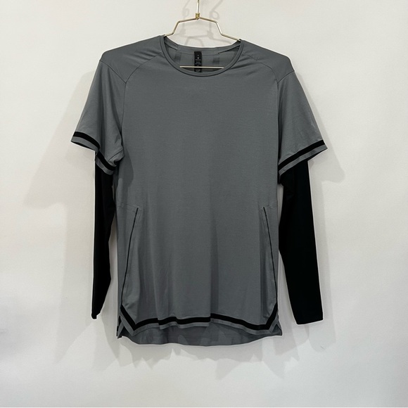 Lululemon Fast and Free Long Sleeve Size Small Gray/Black Long Sleeve - Picture 1 of 7